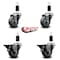 Service Caster 3'' Gray Poly Wheel Swivel 1-3/8'' Expanding Stem Caster Set 2 Brakes, 4PK SCC-EX20S314-PPUB-2-PLB-2-138 - alternate 3